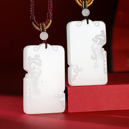 Harmony of Lute & Zither | Hetian Jade Dragon & Phoenix Couple Pendants, Valentine's Day Gift