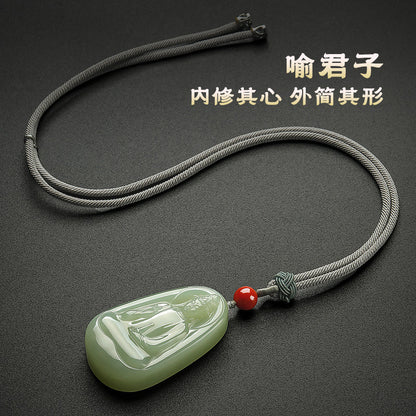 Plain Robe Guanyin Pale Cyan Hetian Jade Pendant for Men