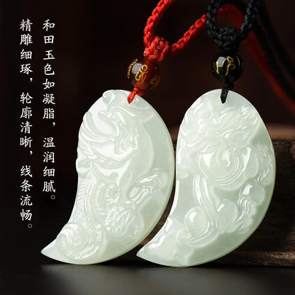 Hetian Jade Dragon & Phoenix Pendant Pair, Couple Matching Jade Charms, With Certificate & Collectible Value