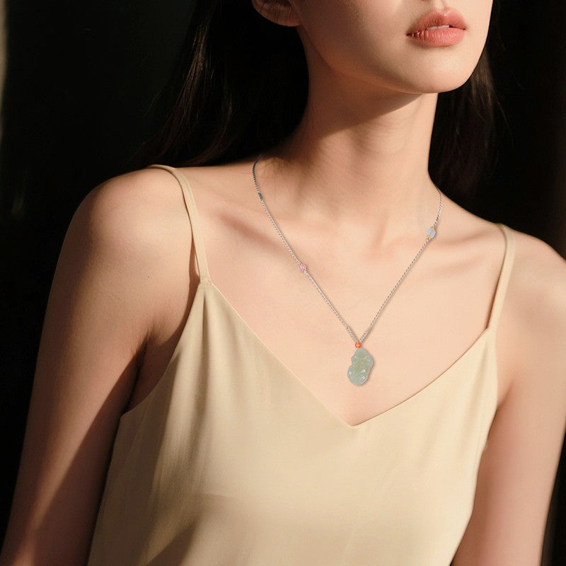 Light Green Hetian Jade Pixiu Pendant, Unisex Mythical Beast Jade Pendant for Men & Women
