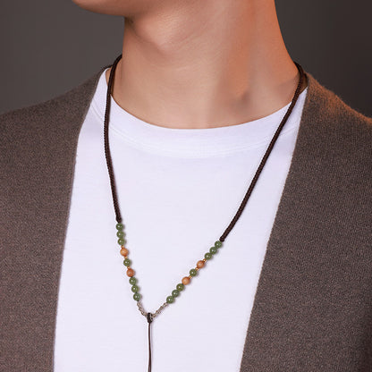Handmade DIY Hetian Jade Necklace with Braided Cords, Multiple Styles Available, With Certificate