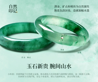 High-Grade Natural Floating Pattern African Jade Bangle, Certified Untreated Fine Jade Jewelry, Premium Birthday Gift for Her / Mom