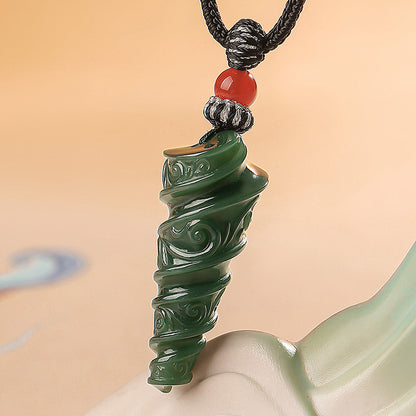 Tang Style Eight Auspicious Series Hetian Jade Rotating Lucky Bead Pendant