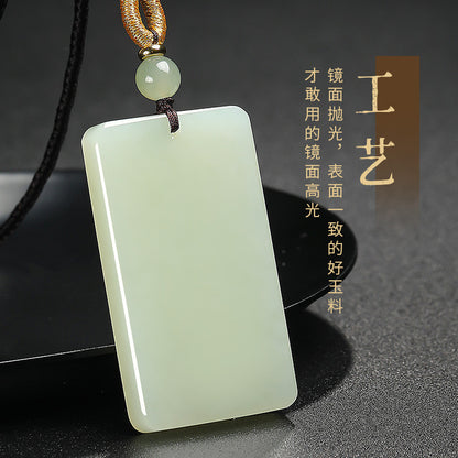 Unisex Light Cyan Clear Water Hetian Jade Plain Pendant, Festival Gift