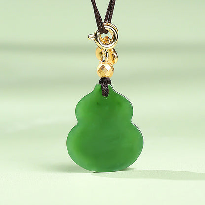 Hetian Bright Green Jasper Gourd Pendant, Fortune & Blessing Charm, Festival Gift