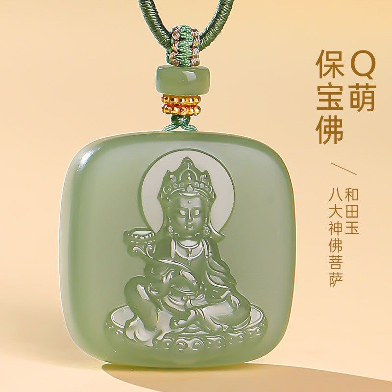 Hetian Jade Patron Buddha Pendant for Men & Women, Zodiac Guardian Buddha of Twelve Chinese Zodiac Signs