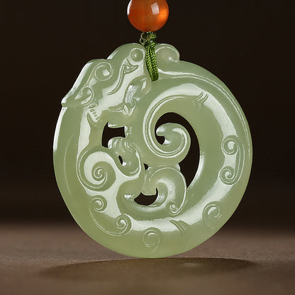 Chinese Zodiac Dragon Hetian Jade Pendant, Matching Couple Charm for Men & Women with Certificate