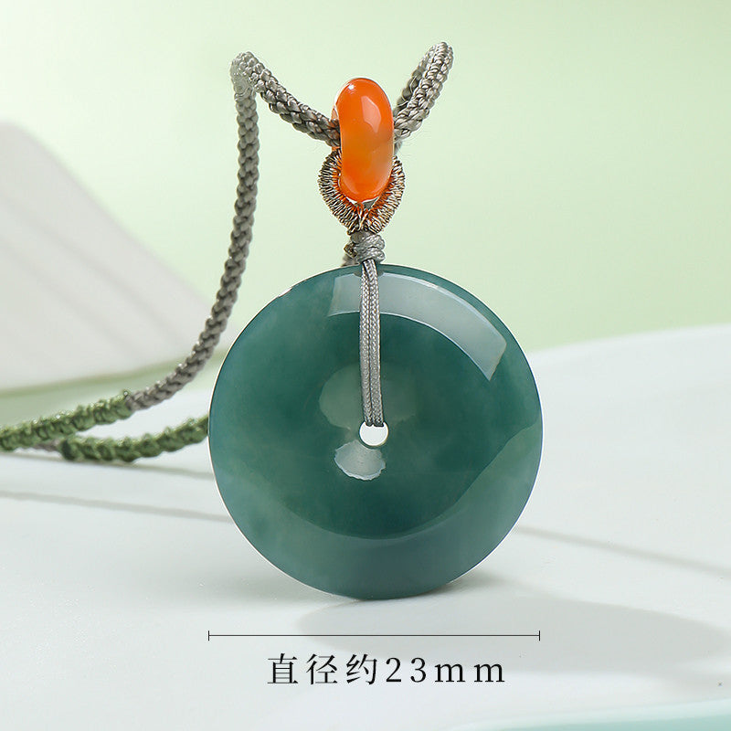 Women's Blue Water Jadeite Peace Buckle Pendant