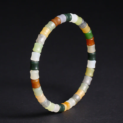 Unisex Fashion Hetian Jade Bracelet, Multi-color Bamboo Joint Beads