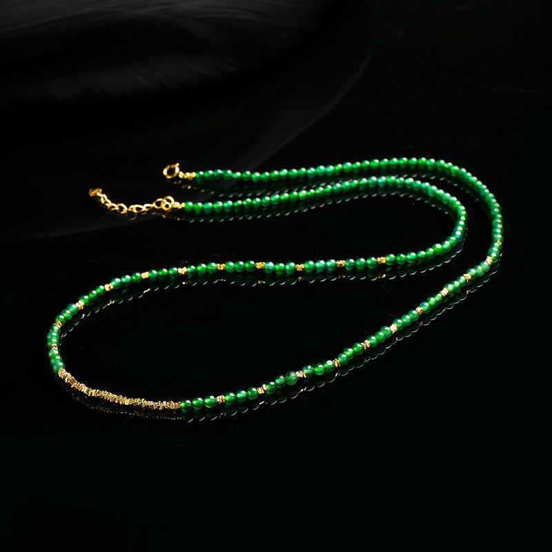 Women's Emerald Necklace, Vivid Green Mini Beads About 3mm, Jade Necklace, Festival Gift