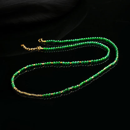 Women's Emerald Necklace, Vivid Green Mini Beads About 3mm, Jade Necklace, Festival Gift