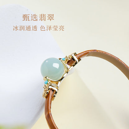 Rotatable Barrel Bead Jade Bracelet, Hetian Jade & Jadeite Wristband with Pixiu, Gift