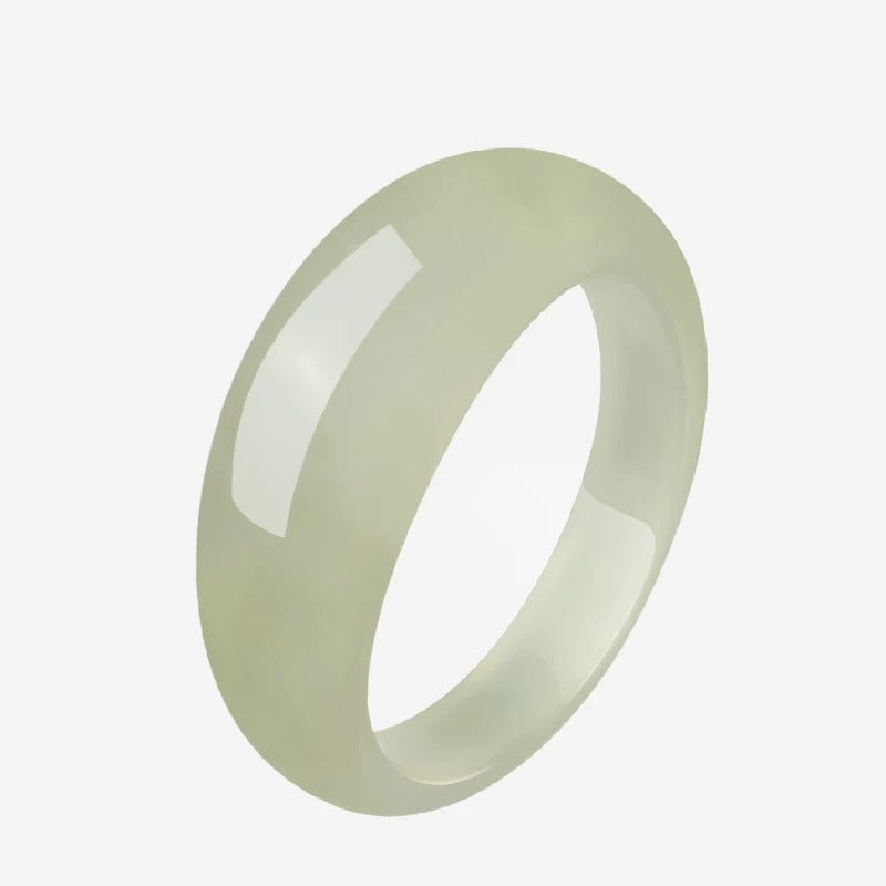 Hetian jade ring for women, made of green jade or nephrite, a jade ornament symbolizing peace and safety, a birthday gift.