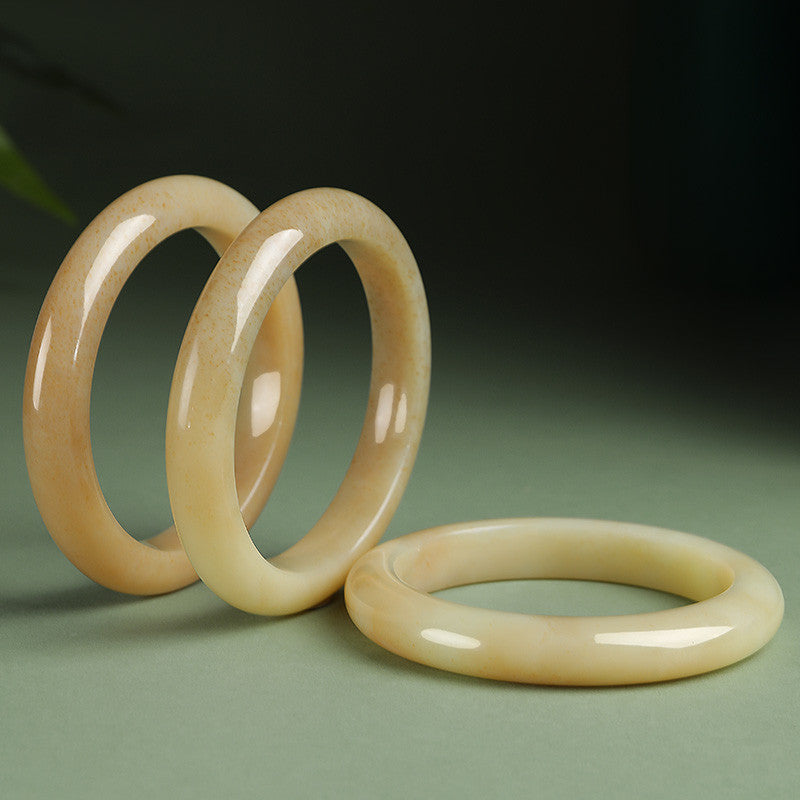 Hetian Jade Bangle, Osmanthus Sugar Material Standard Peace Bangle, Multiple Sizes, Gift for Girlfriend & Mother