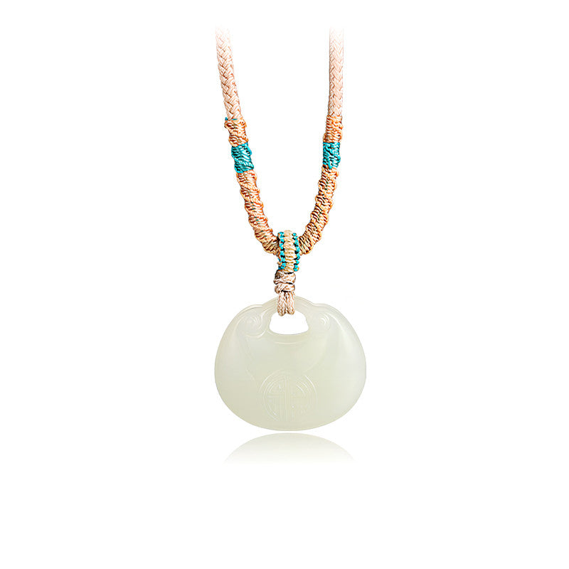 Hetian Jade Peace & Longevity Lock Pendant, Ruyi Lock New Chinese Style Jade Necklace, Fortune Bag Jade Plaque, Gift with Certificate & Collectible Value