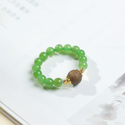 DIY Multi-gem Ring, Small Seed Beads with Jasper, White Jade, Jadeite, Turquoise, Agate, Cinnabar Fashion Adjustable Ring Jewelry