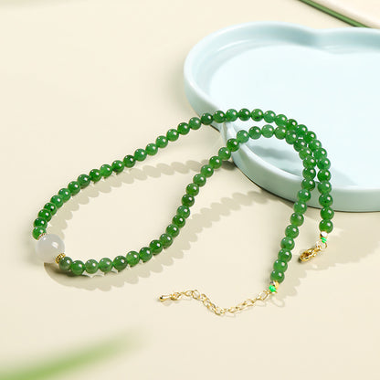 Elegant Hetian Jasper Beaded Necklace, Jasper Mom Chain Clavicle Neck Chain