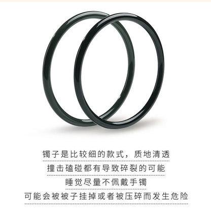 Hetian Black Jade Jingle Bangle, Elegant Traditional Jade Ornament with Certificate, Collectible Premium Gift for Elders