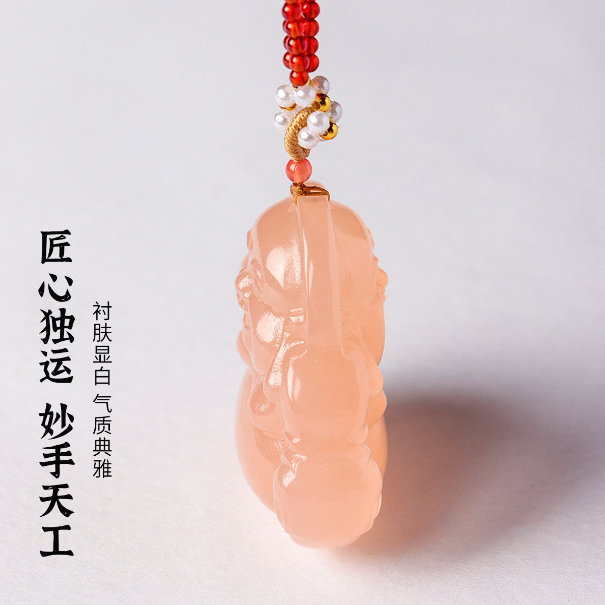 Afghan Jade Double-Sided Buddha Pendant, Traditional Chinese Style Necklace with Agate, Literary Jade Accessory, With Certificate & Collectible Value