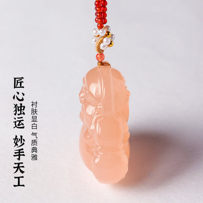 Afghan Jade Double-Sided Buddha Pendant, Traditional Chinese Style Necklace with Agate, Literary Jade Accessory, With Certificate & Collectible Value