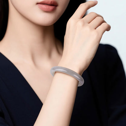 Women's Smoke Purple Hetian Jade Bangle, Peace Style Bracelet, Festival Gift, Multiple Sizes Available, With Certificate