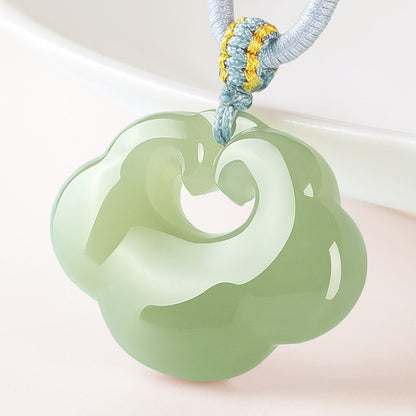 Hetian Jade Ruyi Lock Pendant, Unisex Jade Charm with Appraisal Certificate
