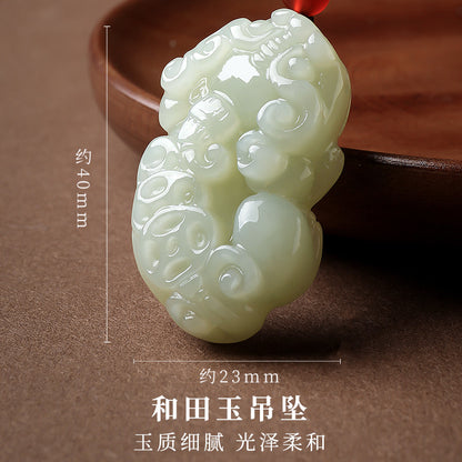 Hetian Jade Auspicious Pixiu Pendant, Unisex Mythical Beast Jade Charm, With Certificate & Collectible Value