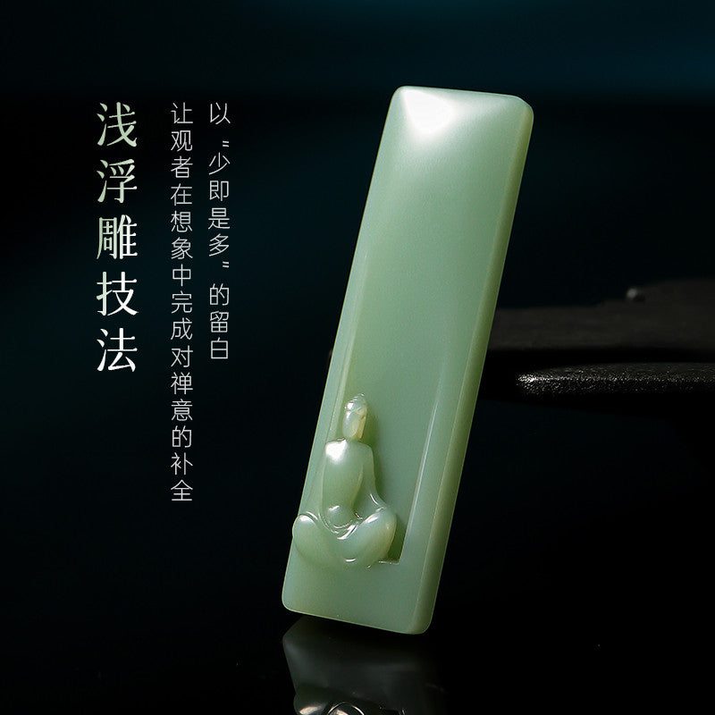[Zen Series - Carefree] Hetian Jade Pendant, Unisex Jasper & Pink Cyan Enlightenment Jade Charm