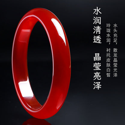 Red Agate Wide Safety Bangle, Multiple Sizes Optional Natural Agate Bracelet