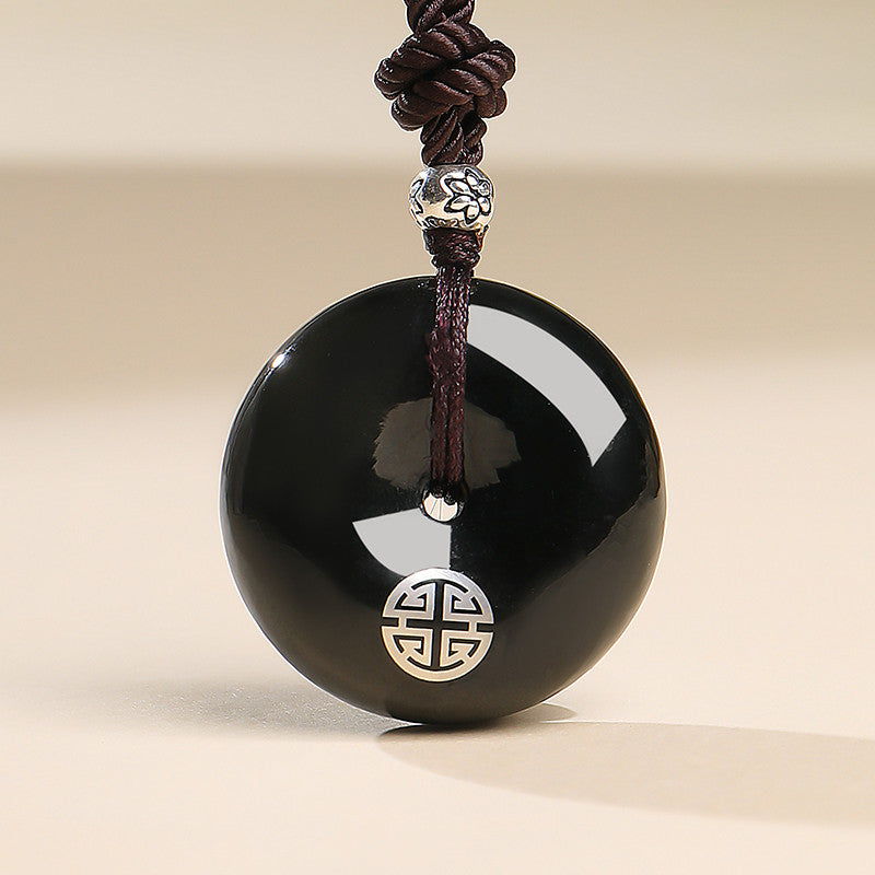 Oily Hetian Dark Green Jade Safety Buckle Pendant, Unisex Peace Jade Charm