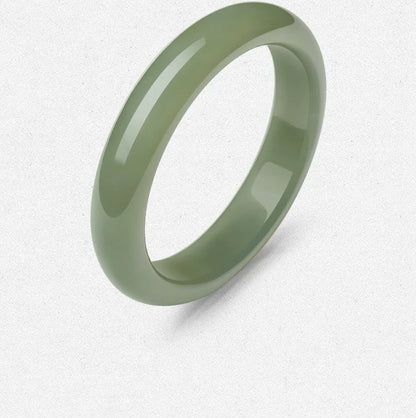 Natural Hetian Green Jade Bangle, Wide Moonlight Style Peace Bangle for Women, Authentic Jade Bracelet, Certified & Collectible Traditional Chinese Jewelry