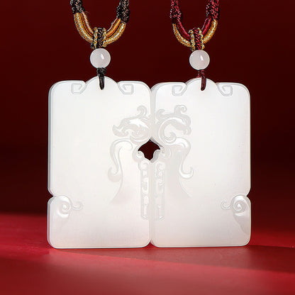 Harmony of Lute & Zither | Hetian Jade Dragon & Phoenix Couple Pendants, Valentine's Day Gift