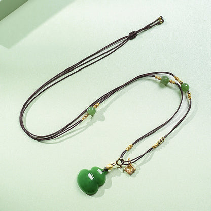 Hetian Bright Green Jasper Gourd Pendant, Fortune & Blessing Charm, Festival Gift