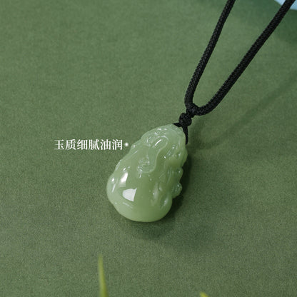 Natural Hetian Jade Three-Dimensional Pixiu Pendant, Unisex Couple Jade Charm & Plaque, With Certificate & Collectible Value