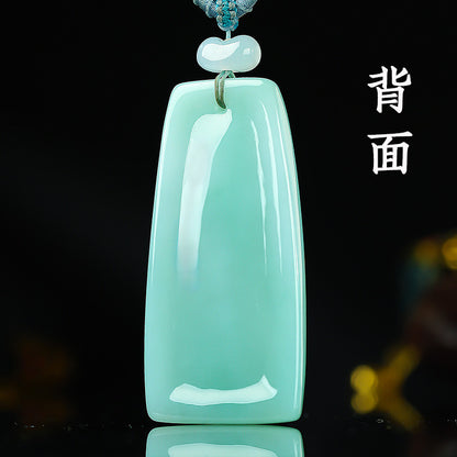 Unique Piece | Icy Waxy Myanmar Jadeite Pendant, Floating Green & Double-Sided Carved Enlightenment Jade Ornament