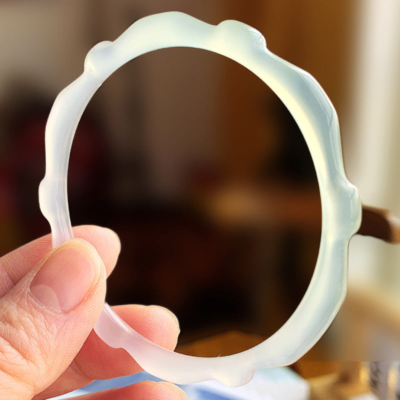 Half-mountain & Half-water Translucent Chalcedony Bangle, Gift for Girlfriend & Mother