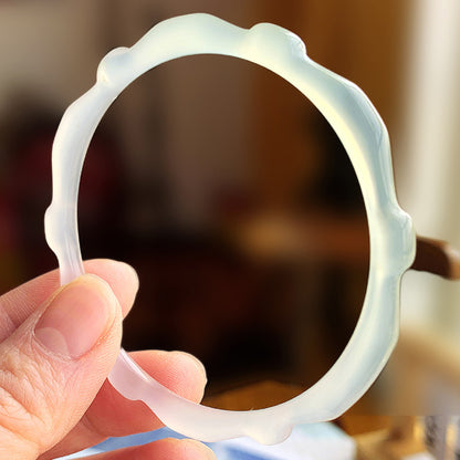 Half-mountain & Half-water Translucent Chalcedony Bangle, Gift for Girlfriend & Mother