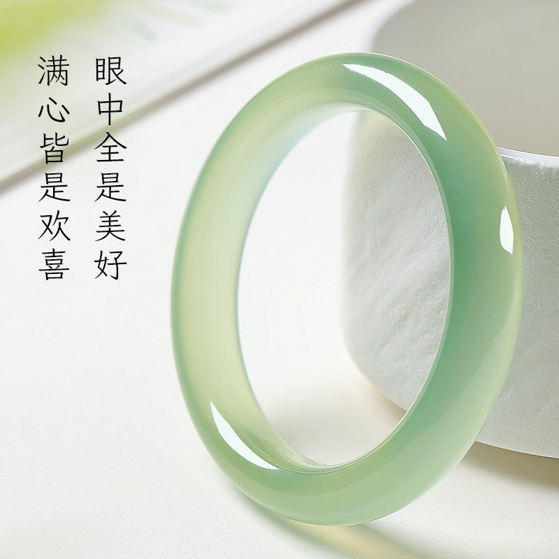 High Ice Pale Cyan Clear Water Jade Bangle, Xiuyu Bracelet, Gift for Mom & Girlfriend