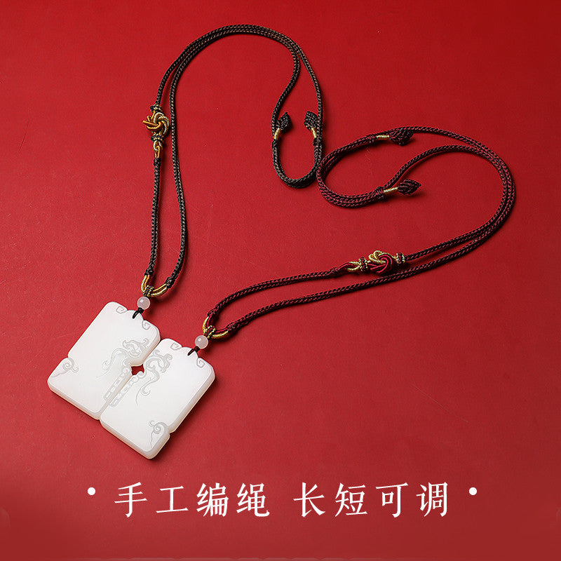 Harmony of Lute & Zither | Hetian Jade Dragon & Phoenix Couple Pendants, Valentine's Day Gift