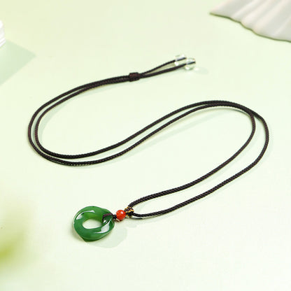 Unisex Hetian Jasper Mobius Ring Rotatable Peace Buckle Pendant, Festival Gift