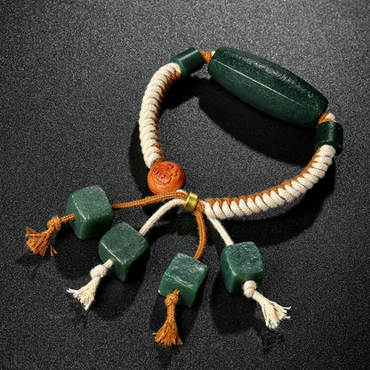 Unisex Hetian Cyan Jade Bracelet, Antique Style Jade Bangle, Festival Gift
