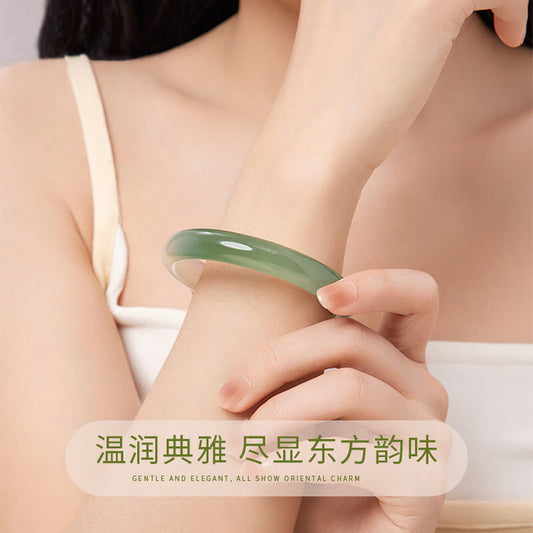 Half-Mountain & Half-Water Ice Floating Chalcedony Bangle, New Chinese Style Noble Concubine Bangle, Elegant Peace Bangle for Women