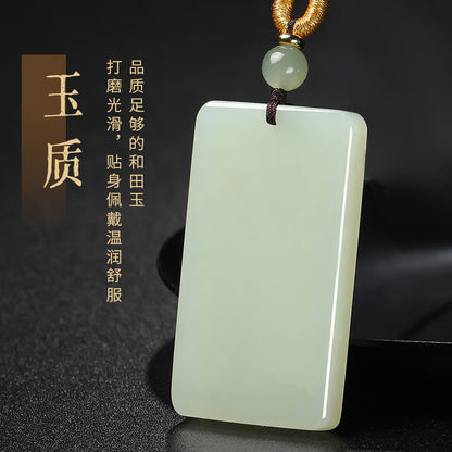 Unisex Light Cyan Clear Water Hetian Jade Plain Pendant, Festival Gift