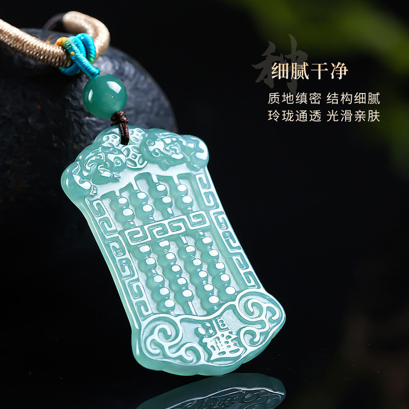 [Wealth from Jade] A-Grade Blue Water Abacus 翡翠 Pendant for Women, Fortune & Wisdom Jade Gift
