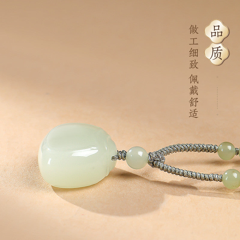 Peace Lock | Pale Cyan Hetian Jade Safety Lock Pendant for Women, Clear Water Style Lock-shaped Jade Gift