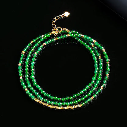 Women's Emerald Necklace, Vivid Green Mini Beads About 3mm, Jade Necklace, Festival Gift