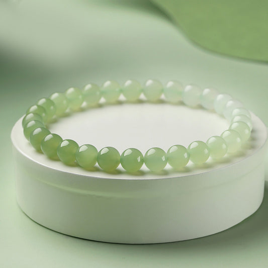 New Chinese Style Gradient Clear Water Hetian Jade Single Loop Bracelet, Holiday Gift for Elders