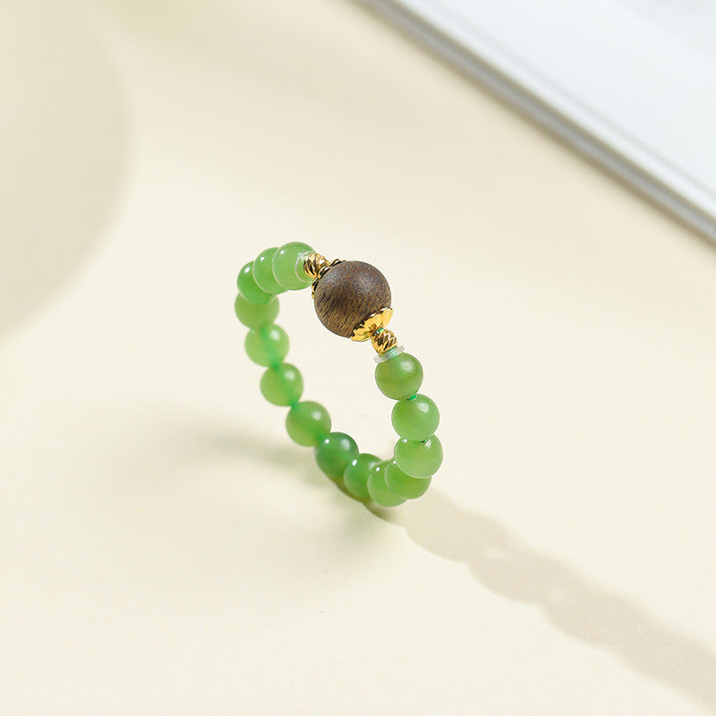 DIY Multi-gem Ring, Small Seed Beads with Jasper, White Jade, Jadeite, Turquoise, Agate, Cinnabar Fashion Adjustable Ring Jewelry