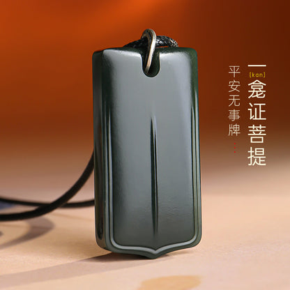 Tang Style Eight Auspicious Series Hetian Jade Lotus Niche Buddha Plain Pendant
