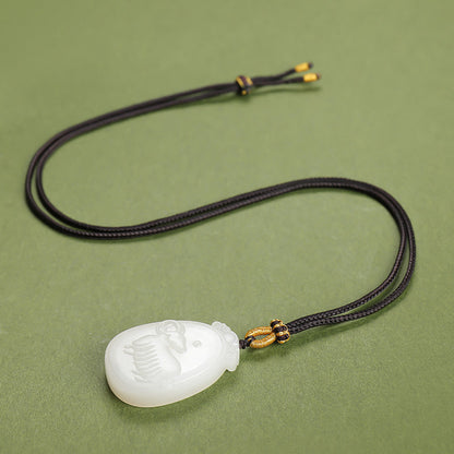 Unisex Hetian White Jade Pendant, Exquisite Double-sided Carved Twelve Chinese Zodiacs, Festival Gift